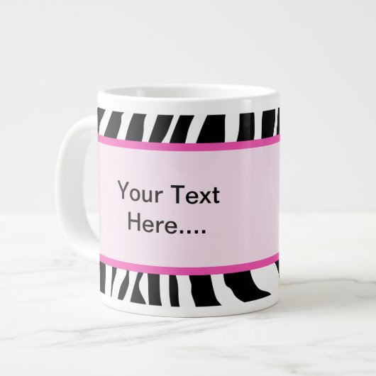 Pink Zebra Stripe 20oz Jumbo café Mug (Devant gauche)