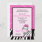 Pink Zebra Stripe 5x7 Anniversaire Invitation (Devant)