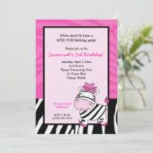 Pink Zebra Stripe 5x7 Anniversaire Invitation (Debout devant)