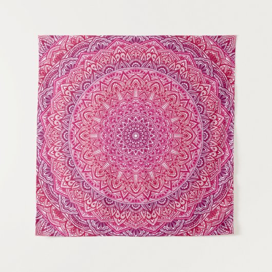 Pink Zen Mandala  boho lace Wandkleed (Voorkant)