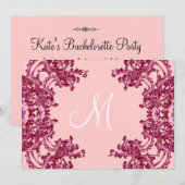 PINK ZWIRL BACHELORETTE PARTIJINVITATIE KAART (Voorkant / Achterkant)