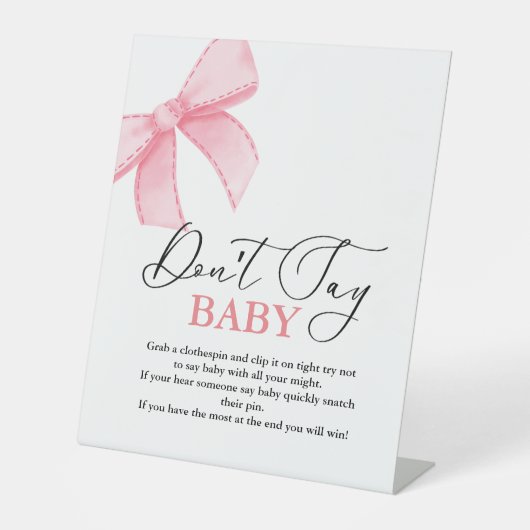 PinkBow ne dit pas bébé' Baby shower signe de jeu (Recto)