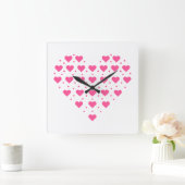 Pinke Herzen Vierkante Klok (Huis)