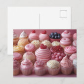 Pinke süße Cupcakes Valentinstag Briefkaart (Voorkant / Achterkant)