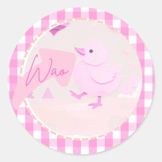 Pinki chik ronde sticker (Voorkant)