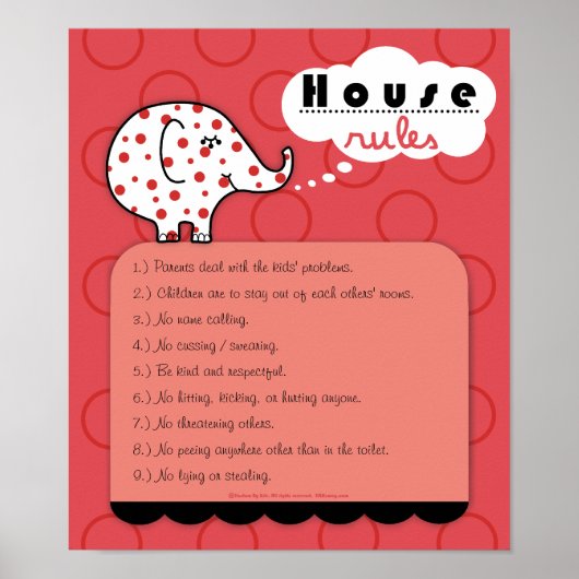 Pinkie Elephant House Rules Poster (Voorkant)