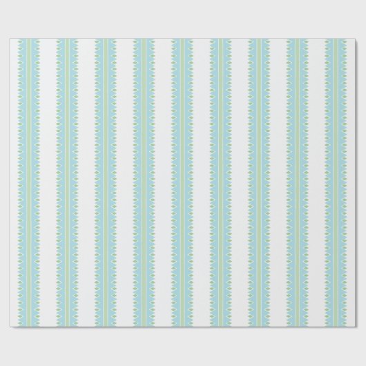 Pinking Stripe in Green and Aqua Cadeaupapier (Vlak)