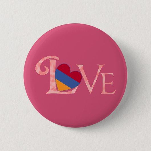 Pinkish Armenian LOVE Ronde Button 5,7 Cm (Voorkant)