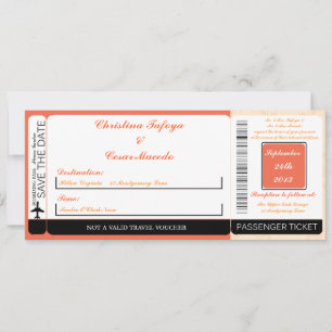 Pinkish/Peach voor boarding pass bruiloft uitnodig Kaart
