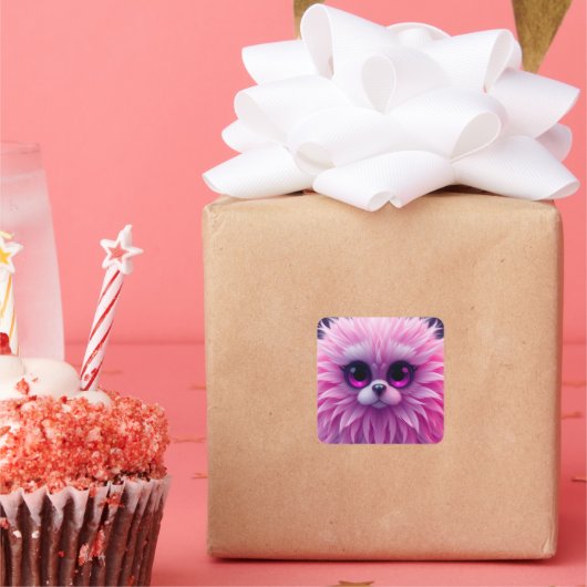 Pinkishes Character Vierkante Sticker (Feest)