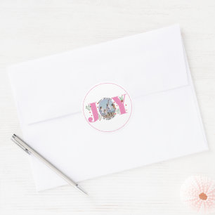 PinkJoy met bessen Kerst foto Vakantie Ronde Sticker