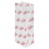 Pinkmas Flamingo Kerst Wijn Gift Bag Cadeautas (Voorkant Gekanteld)
