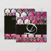 PINKMOEDER VAN PEARL DAMASK CARNATIONS MONOGRAM KAART (Voorkant / Achterkant)