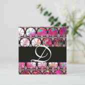 PINKMOEDER VAN PEARL DAMASK CARNATIONS MONOGRAM KAART (Staand voorkant)