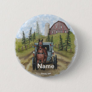 Pinknop Amish Town Day Ronde Button 5,7 Cm