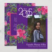 PinkPink Rose Purple Photo Graduation Faire-part (Devant / Derrière)