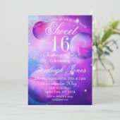Pinkple Planets Invitation Kaart (Staand voorkant)