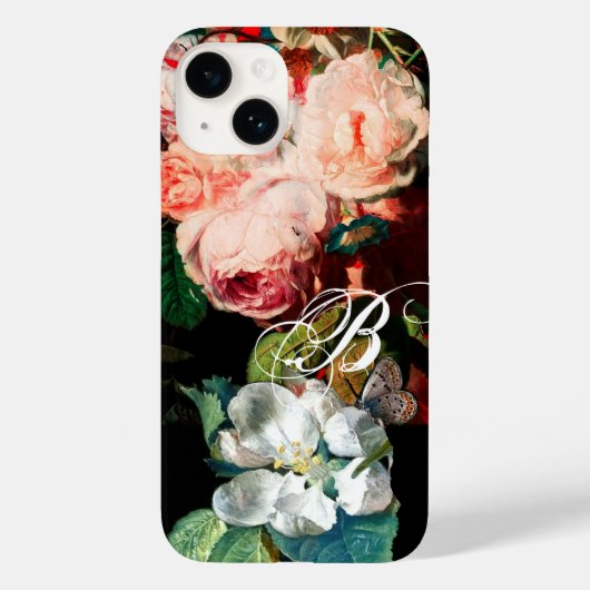 PINKROSES, BUTTERFLY, WITTE STROOMMONOGRAM Case-Mate iPhone CASE (Achterkant)