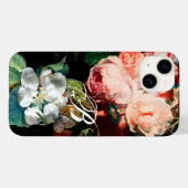 PINKROSES, BUTTERFLY, WITTE STROOMMONOGRAM Case-Mate iPhone CASE (Achterkant (horizontaal))