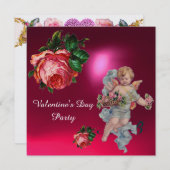 PINKROSSEN, VALENTIJN MONOGRAM KAART (Voorkant / Achterkant)