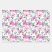 Pinks en Perzik Waterverf Bloemen Inpakpapier Vel (Voorkant 2)