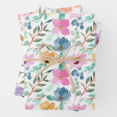 Pinks en Perzik Waterverf Bloemen Inpakpapier Vel (In situ)