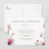 Pinks in Bloom Baby shower Uitnodiging Briefkaart (Voorkant / Achterkant)