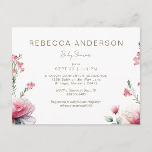 Pinks in Bloom Baby shower Uitnodiging Briefkaart