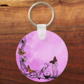 Pinks met vlinders sleutelhanger (Voorkant)