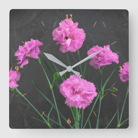 Pinks on Slate Vierkante Klok (Voorkant)