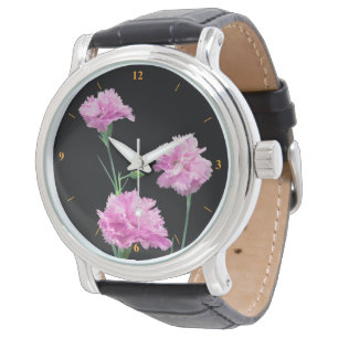 Pinks op zwart horloge