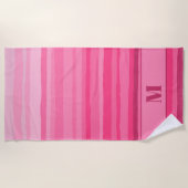 Pinkshades Serrate Stripes Pattern met Initiaal Strandlaken (Voorkant)