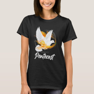 Pinksterduiven tongen vuur vlam Heilige Geest Kat T-shirt