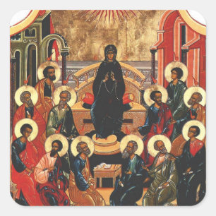 Pinksteren Orthodox Christelijk Byzantijns icoon Vierkante Sticker