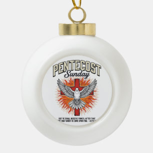 Pinksterzondag Duif Kruis Vintage T-shirt Keramische Bal Ornament