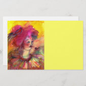 PINKY CLOWN, fuchsia roze geel wit Briefpapier (Voorkant / Achterkant)
