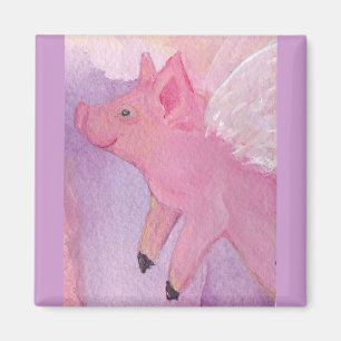 Pinky de Flying Pig Square Magnet Magneet