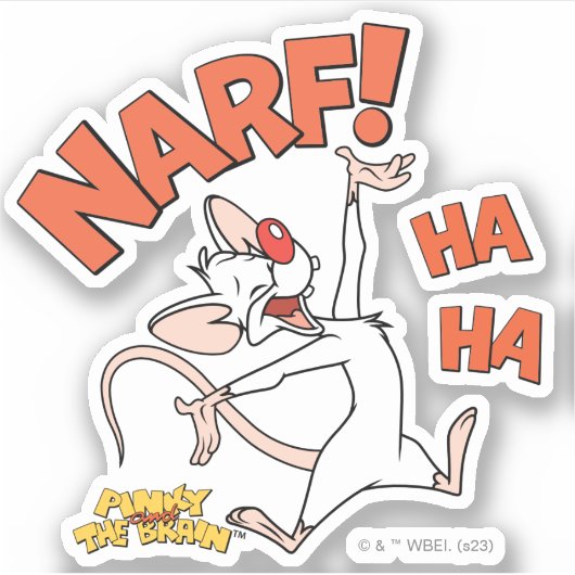 Pinky en Brain | Pinky "Narf" Sticker (Voorkant)