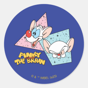 Pinky en Brain Retro-tekenafbeeldingen Ronde Sticker