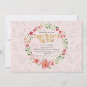 Pinky Foral Pasen Brunch Eiersoek Invitatie Kaart (Voorkant)