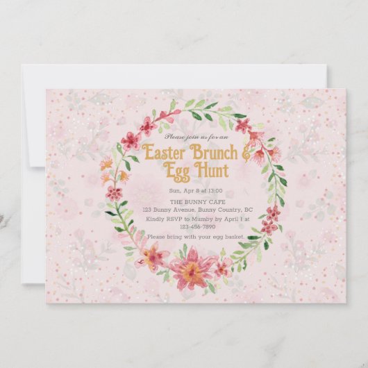 Pinky Foral Pasen Brunch Eierspel Uitnodiging (Voorkant)
