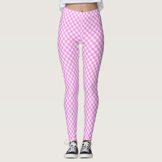 Pinky Pink White Gingham Leggings