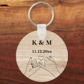 Pinky Promise Custom Couple Monogram en Date Keyc Sleutelhanger (Voorkant)
