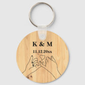 Pinky Promise Custom Couple Monogram en Datum Sleutelhanger (Voorkant)