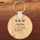 Pinky Promise Custom Couple Monogram en Datum Sleutelhanger (Voorkant)