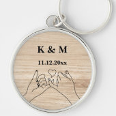 Pinky Promise Custom Couple Monogram en Datum Sleutelhanger (Voorkant)