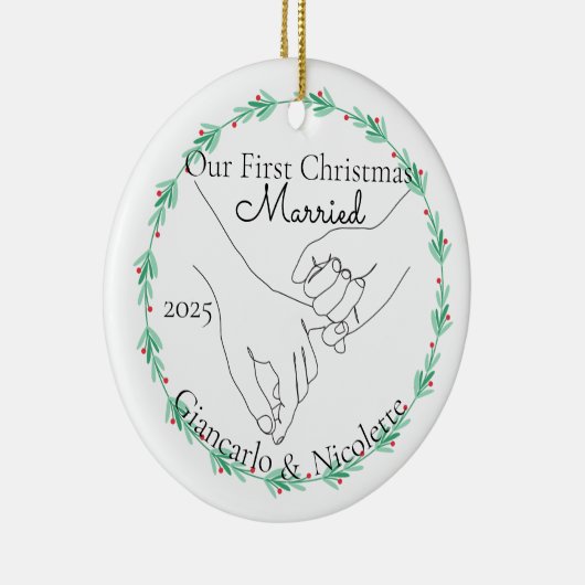 Pinky Promise eerste kerst getrouwd Keramisch Ornament (Rechts)