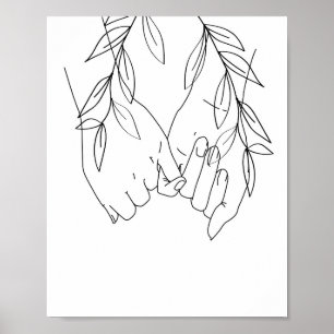 Pinky Promise Line Art met Leaves Poster