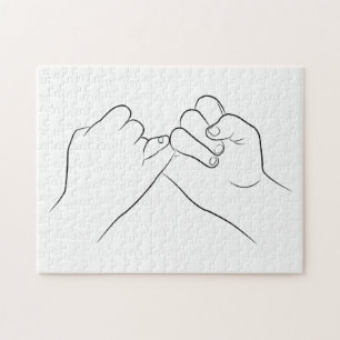 Pinky Promise Minimale Lijn Kunst vormt Eenvoudig Legpuzzel