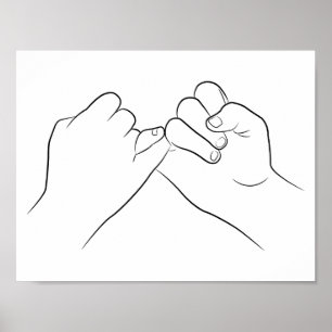 Pinky Promise Minimale Lijn Kunst vormt Eenvoudig  Poster